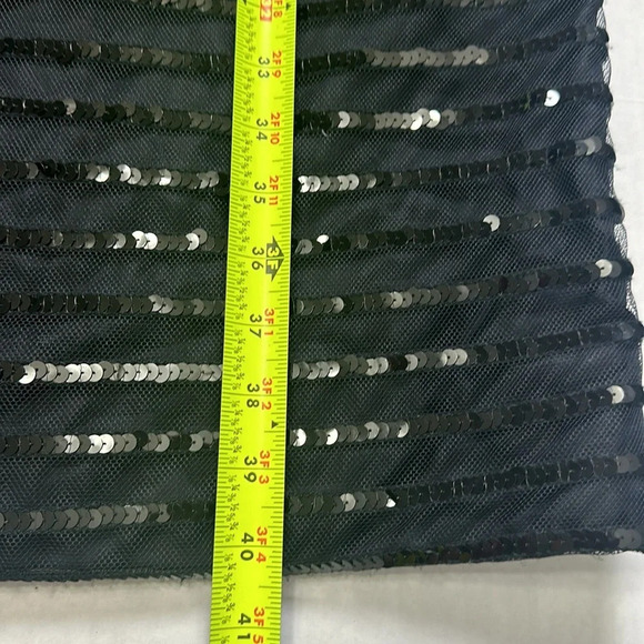 Carolina Herrera Black Sequin Sheer Stripe Cocktail Midi Dress Size 4 Formal - Picture 11 of 15